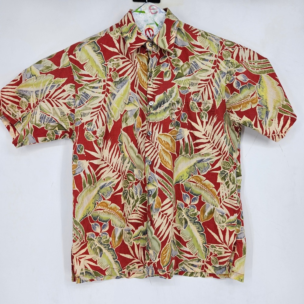 Tori Richard Shirt Mens Small Button Up Short Sleeve Red Hawaiian AOP Casual